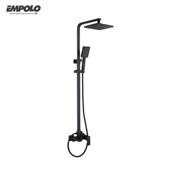 Empolo Luxury Switch Shower Waterfall Square Shower Head Concealed 3 Functions Black Shower