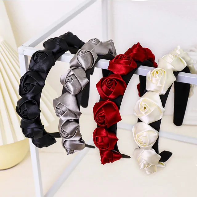 New Product Headband Fashion Solid Color Flower Rose Flower Cloth Art Headdress Hair Bundle Lady Hairpin