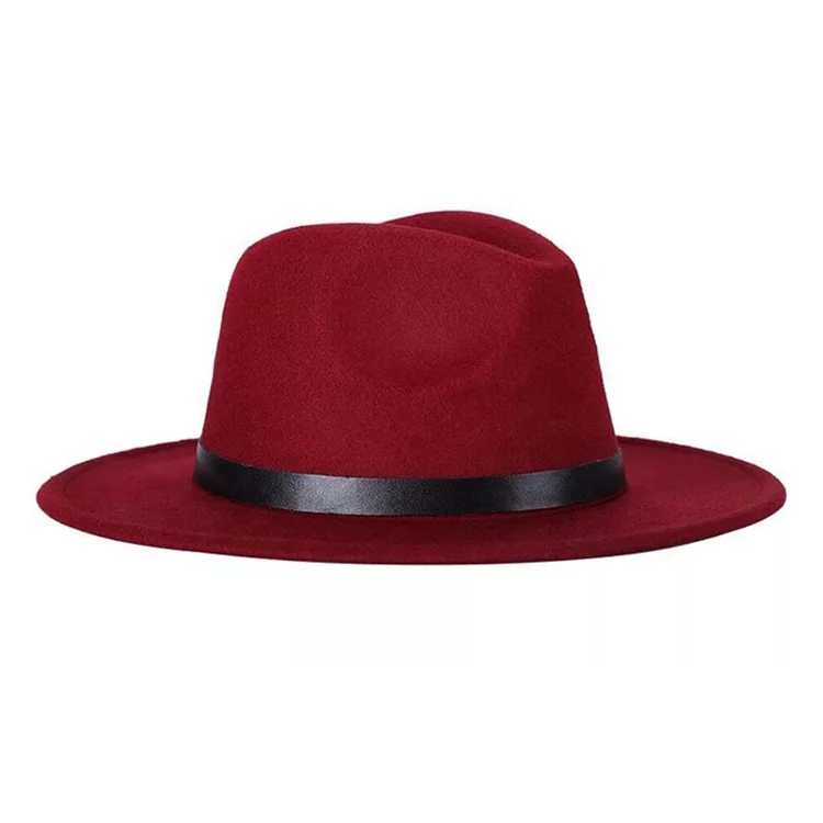 Wholesale Leather Band Wide Brim Wool Panama Fedora Style Hat