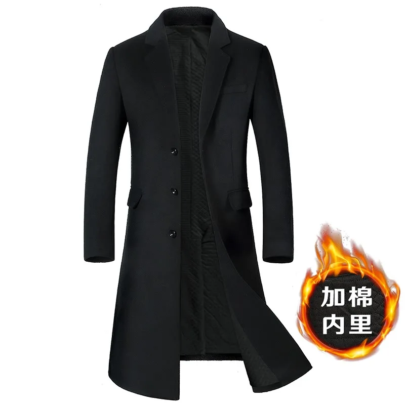 High Quality Mens Wool Tench Coat Long Overcoat Winter Warm Jackets Streetwear Wool Parka Mens Clothing For Autumn And Winter