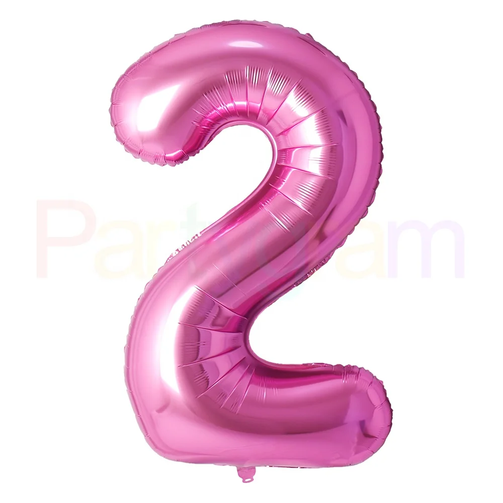 40 Inch  Pink Big Size Number TWO Foil Balloons Birthday Decorations Large Globe Figure Air Balloons