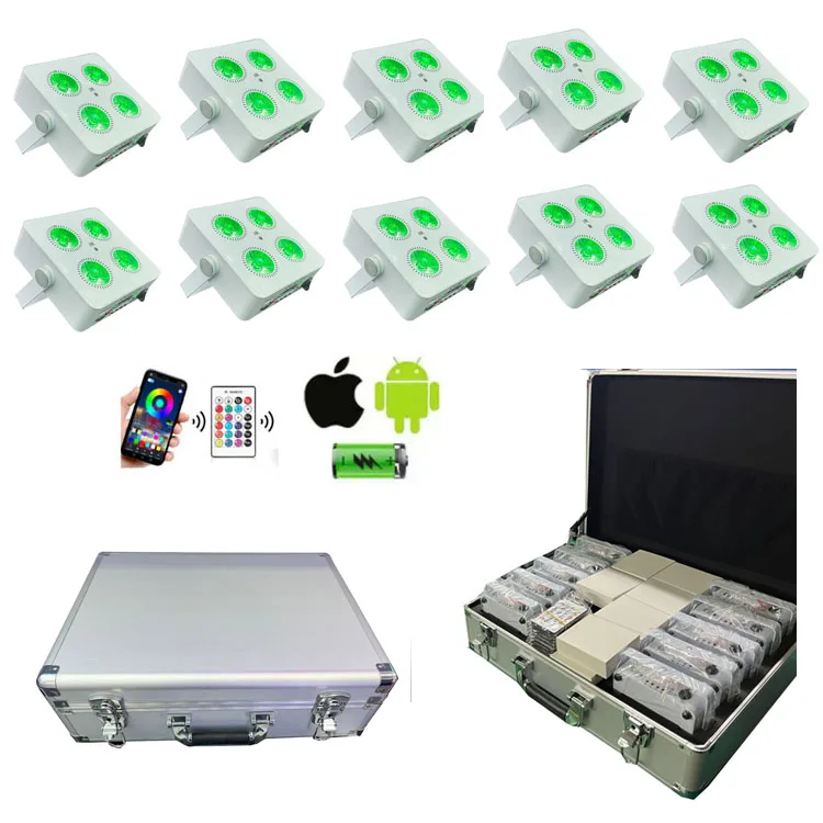 Wholesale 10pcs X 1Case  4X18W Cob Dj Battery Par Light led With Dmx Wifi Wireless Remote Stage Uplight