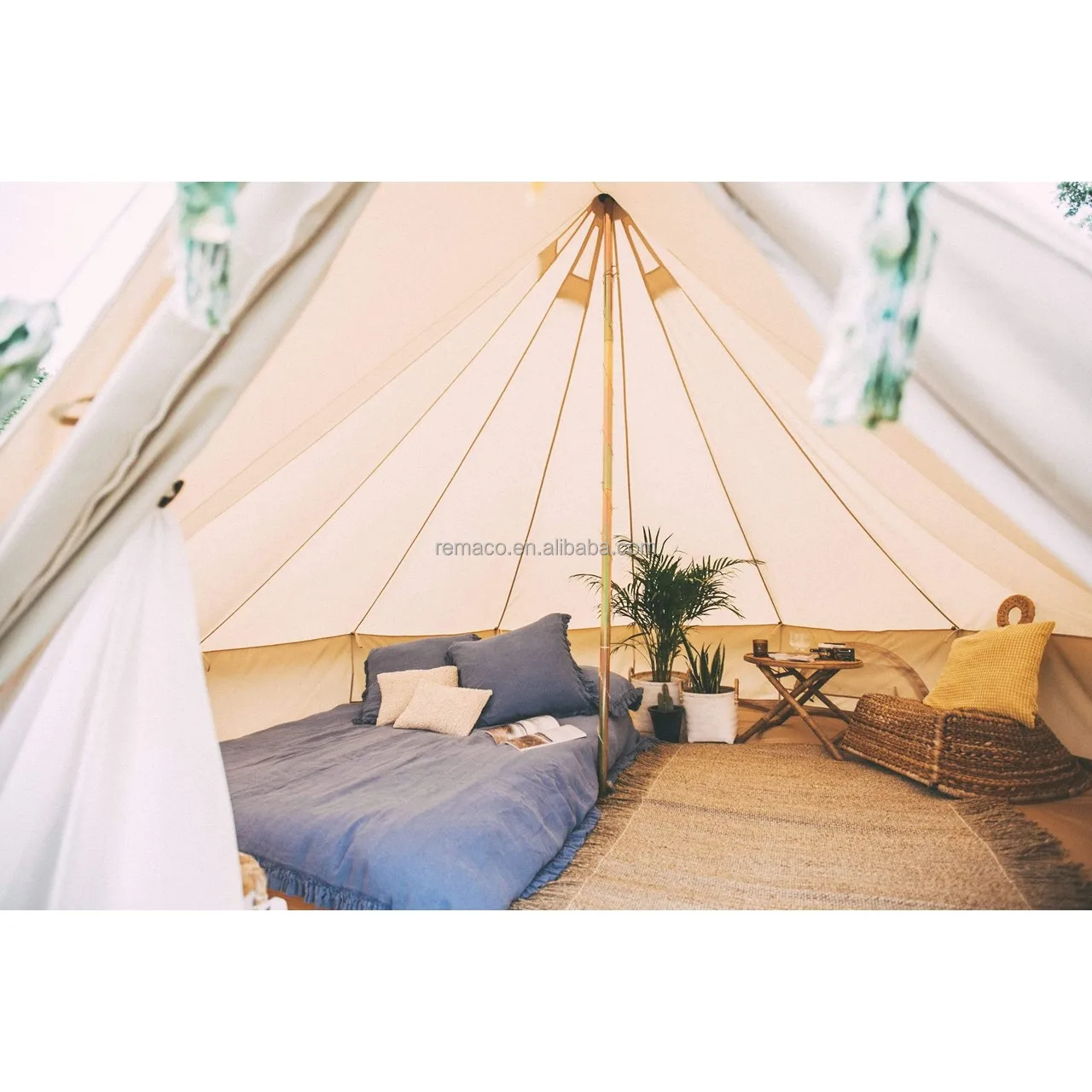 Waterproof Luna Yurt Tent Luxury Kamp Glamping House 4m 5m 6m 7m 4-Season Tripod Frame Canvas Cotton Bell Tent
