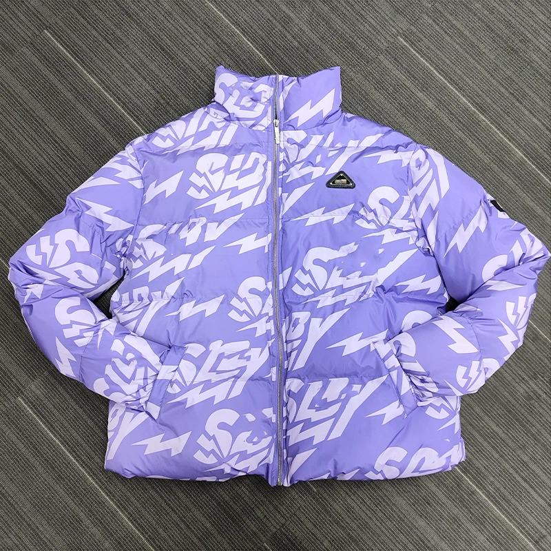 Streetwear Custom Brand Logo Zipper Bubble Down Puff Man Winter Coats Jacket Men