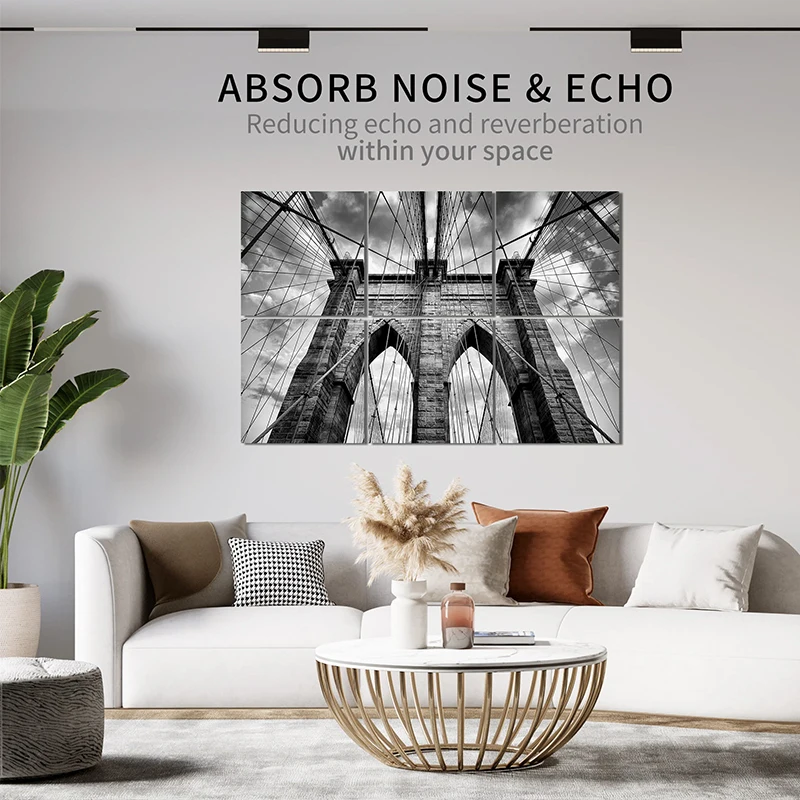 Pet acoustic panel Various Color Painting Panel High Density Noise Absorbing Art Acoustic Panel For Reading Room