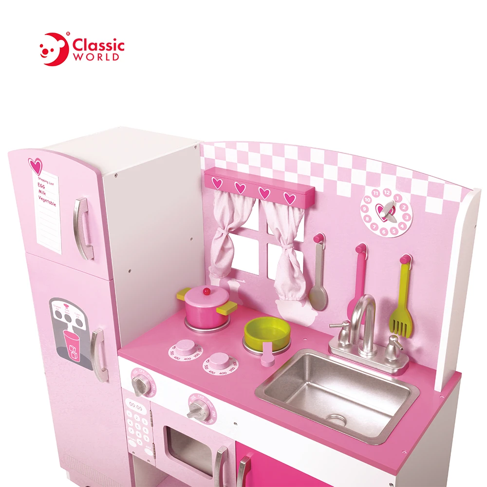Kids Role Play Wooden Pink Kitchen Wooden Toys for Girls