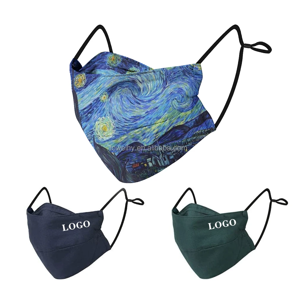 Customized sublimation digital printing 3D origami cloth cotton facemasks face cover