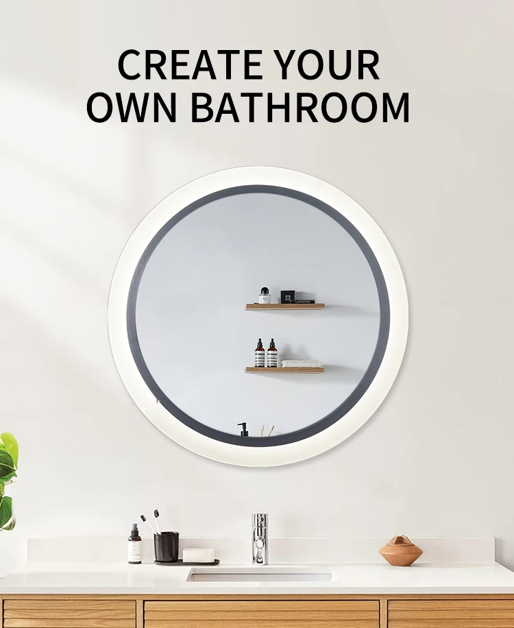 LED High Class Smart Design Illuminated Bathroom Usage Graphic Design Solution Modern Round Led Mirror With Frame