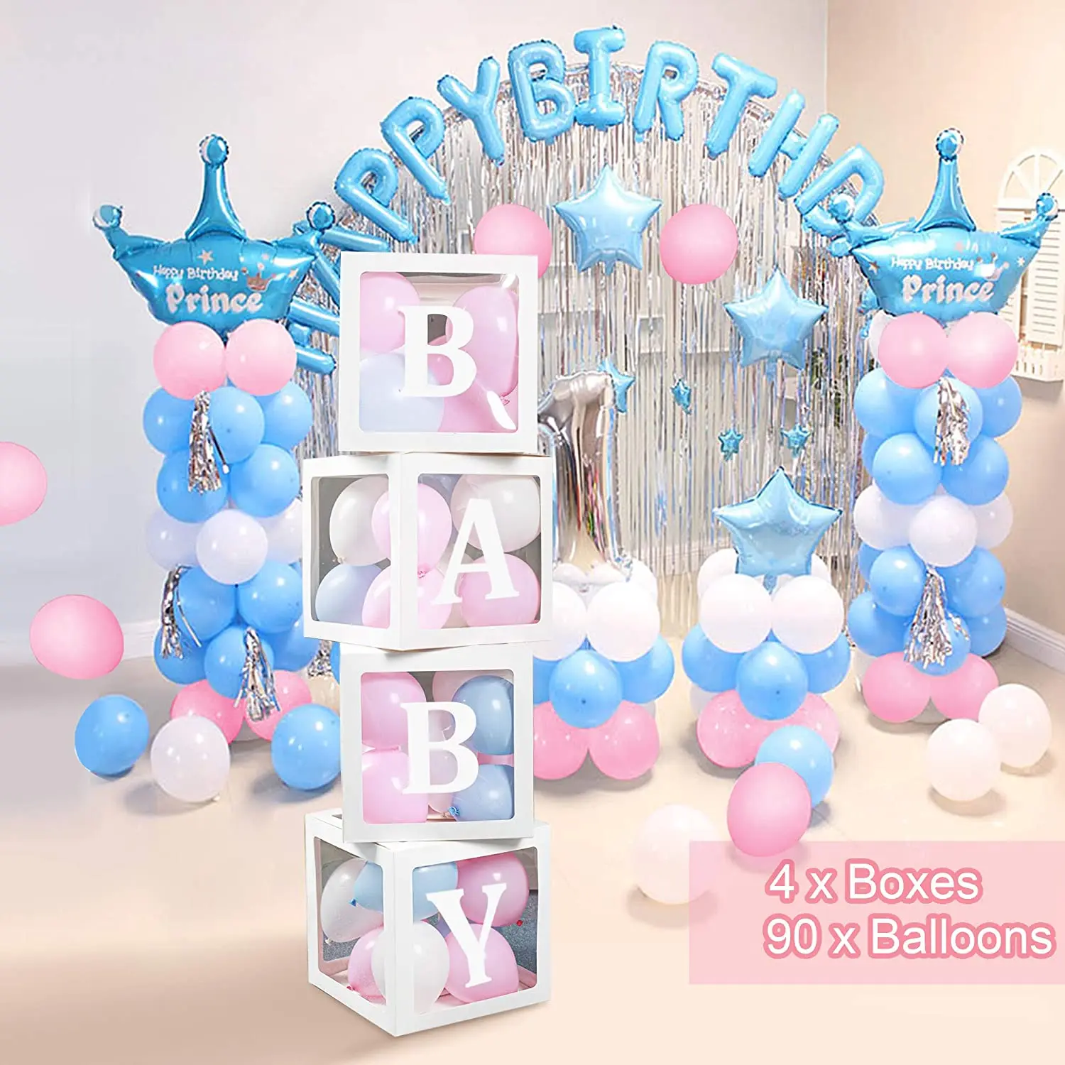 Complete Set with balloon Arch  BABY Box Bundle Decorative Letters in Boxes baby boy and girl DIY Decorating Kit