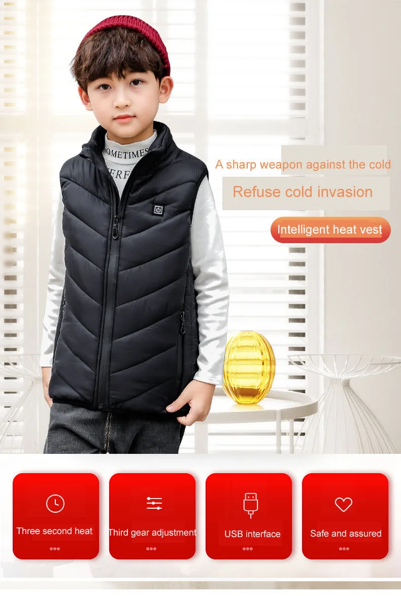
2021 new boys and girls heating vest USB charging cotton jacketcharging electricity vest USB Power Bank Heated Vest Outdoor 
