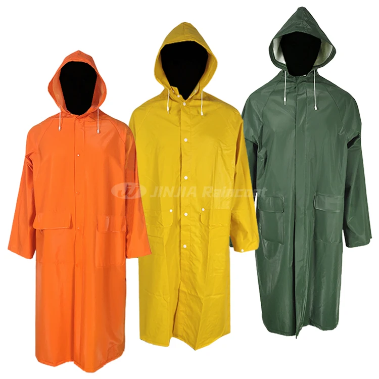 Good Quality Heavy Duty Rain Coat Waterproof Poncho Raincoat Pvc Polyester Pvc One Piece Raincoat
