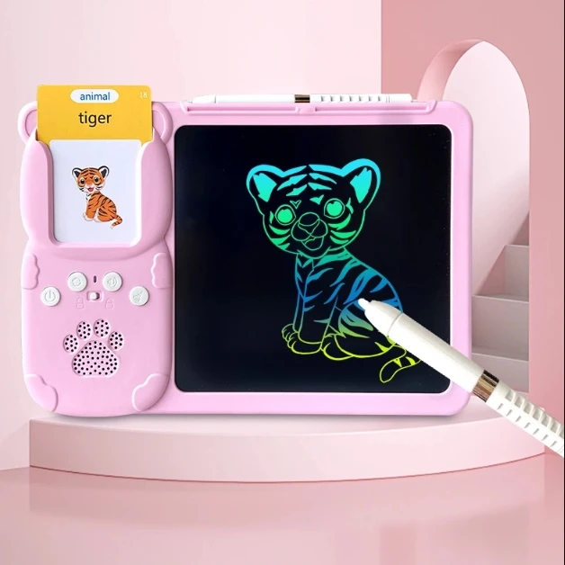 Hot Sale  Custom Animal Emotion Educational Flash Card LCD Writing Tablet Cognitive Cards  Learning Device Toy for Kids