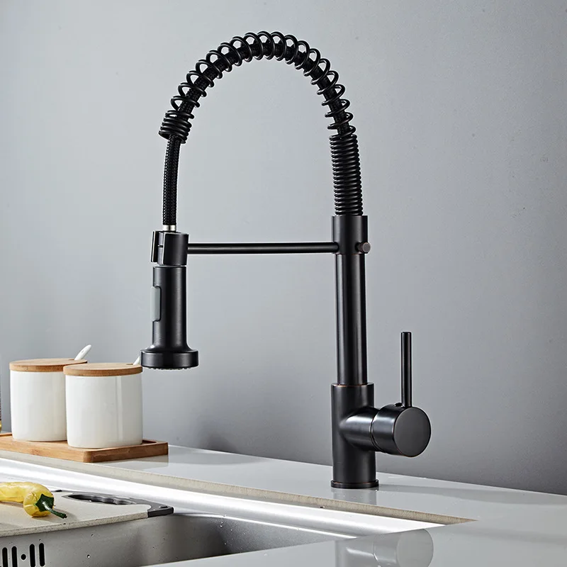 high quality matte black kitchen faucet with sprayer Single Handle Brass Commercial pull out sprayer kitchen faucet