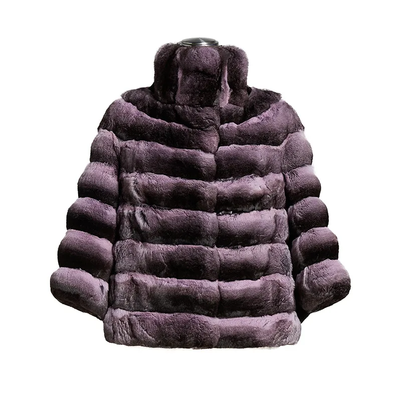 2023 winter real chinchilla fur jacket dye color luxury chinchilla fur coat factory wholesale price personal customized coat