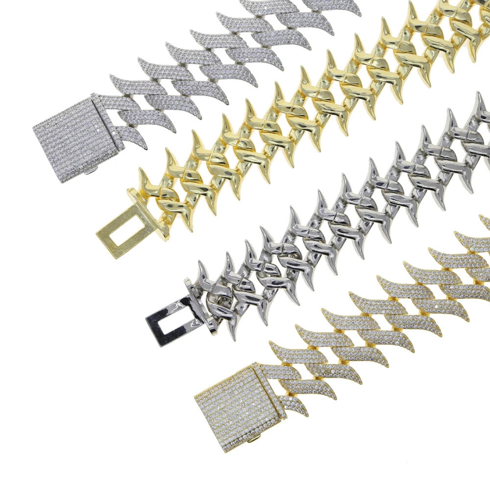 luxury wide big heavy chain for men hip hop rock 30mm spike cuban link chain necklace