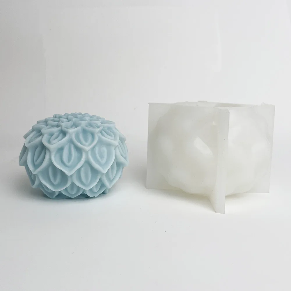 Early Riser Lotus Ball Silicone Candle Mold Cake Decoration Fondant Mold Handmade Soap Mold