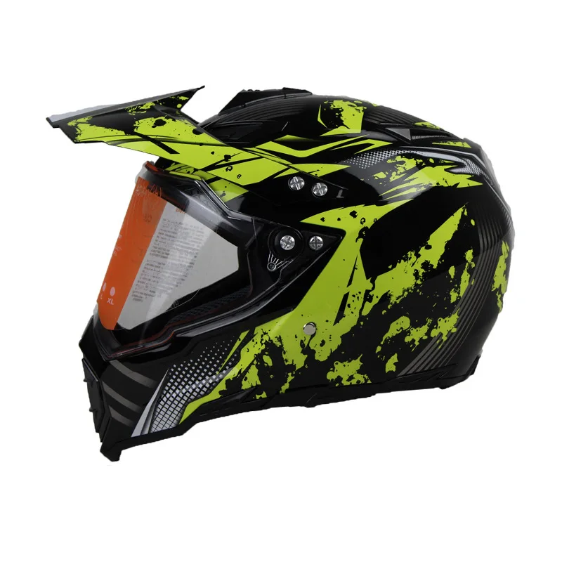 WLT Motorcycle Helmet Off Road Bike Motocicleta Casco Motocross Protective Safe Crash Helmet with shield and removable peak