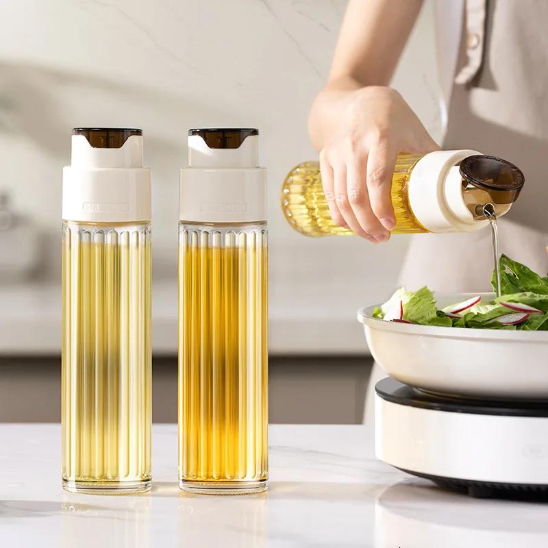 Automatic opening and closing oil bottle home kitchen glass oil pot large capacity soy sauce vinegar cruet bottle