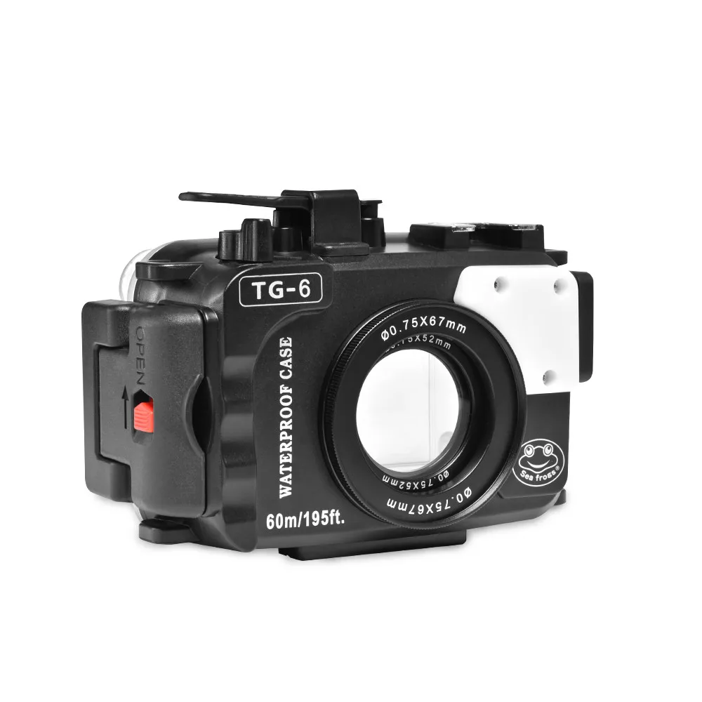 Seafrogs Professional 60m/195ft Diving Camera Housing Waterproof Camera Case for Olympus TG6 Video Shooting
