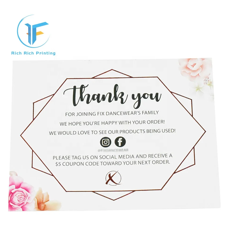 Low MOQ High quality China Cheap price Custom Boutique Thank You Cards Business Card Printing