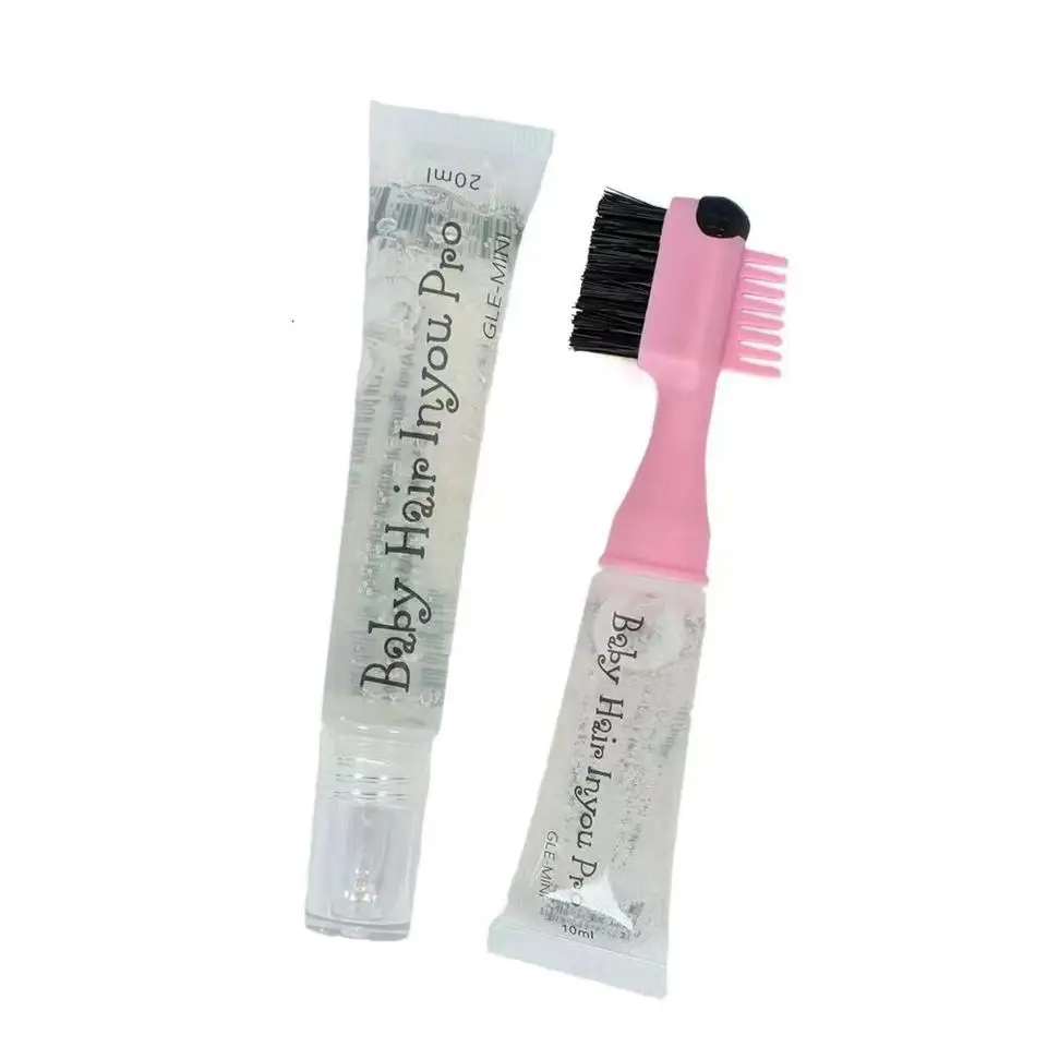 Private Label Strong Hold 3 And 1 Baby Hair Edge Control Pro Brush Comb Gel Refillable Waterproof Hair Gel Edge Brush