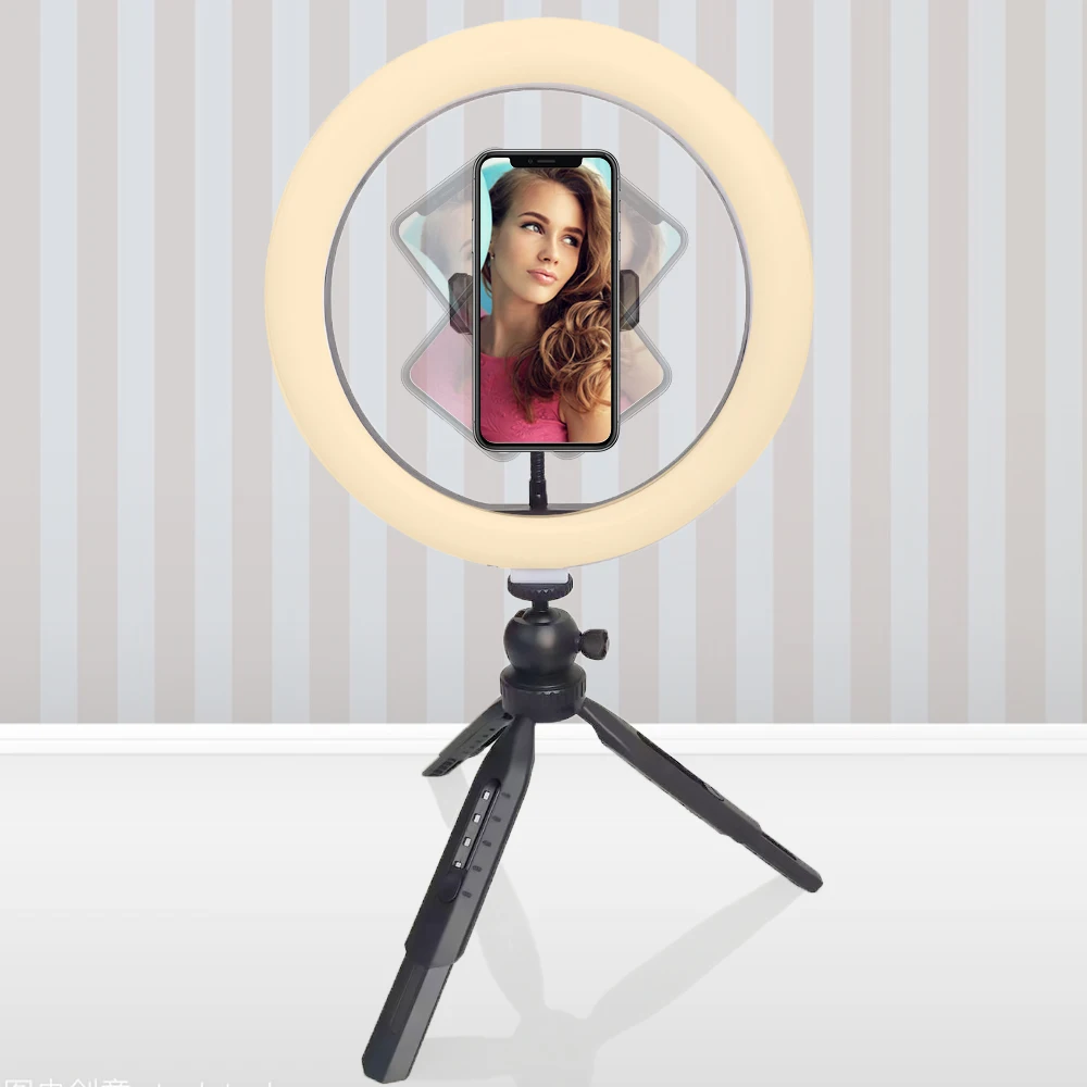led circle ring light with tripod for camera and phone holder for makeup photography video lighting