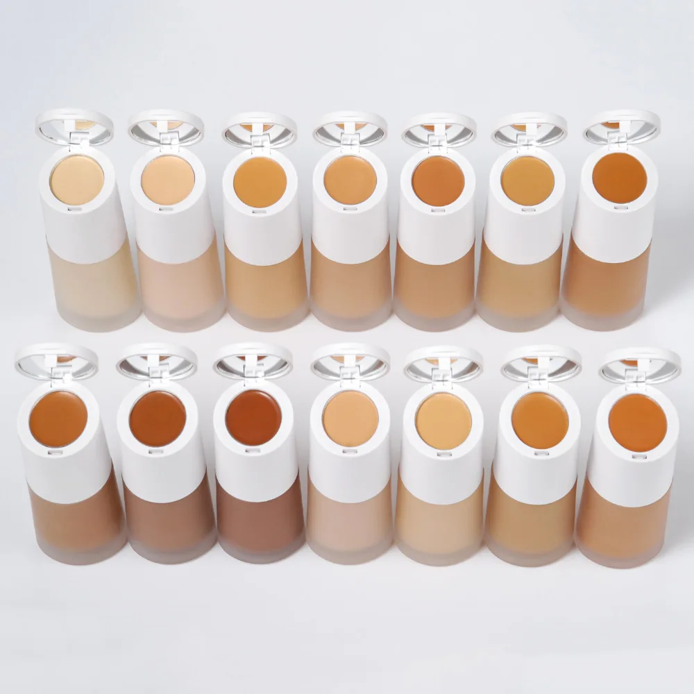 Customized Neutral Foundation Concealer One Bottle Dual Purpose Isolation Cream No LOGO Foundation Powder Makeup with Mirror