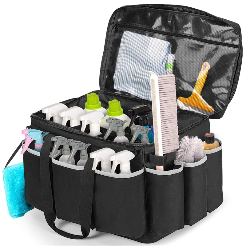Waterproof Cleaning Caddy with EVA Hard Bottom Car Detailing Tools Tote Bag Wearable Cleaning Caddy Storage Bags
