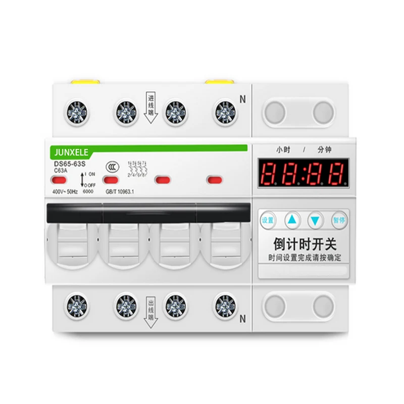 Three phase four line 380V automatic close water pump ev charging countdown time set circuit breaker switch