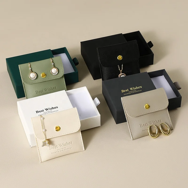 PUPPYSEW Cardboard Box and Bag  Jewelry Box with  packaging Jewelry Bag   Bracelet Necklace Earring Drawer Box Microfiber Pouch