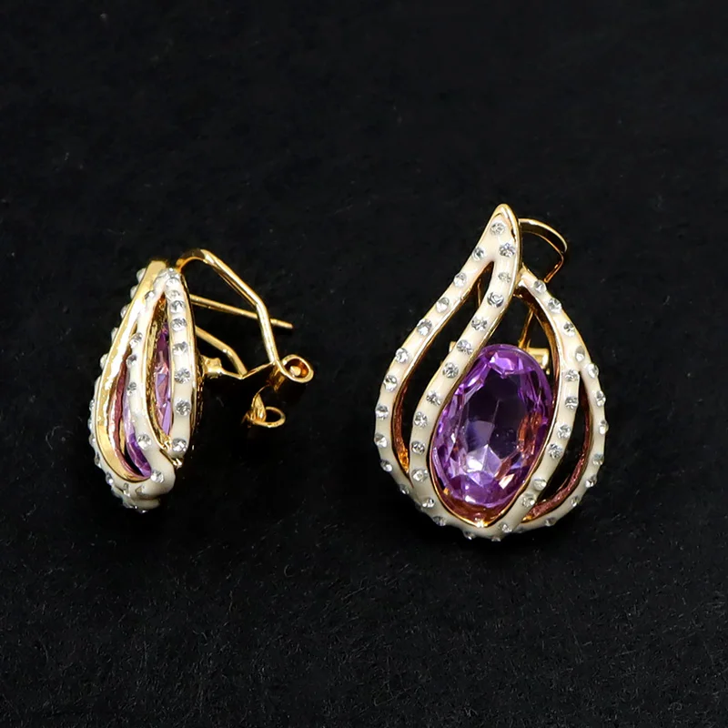 New fashion fine jewelry 925 sterling silver 18k gold plated custom chain heart necklaces earings set for women