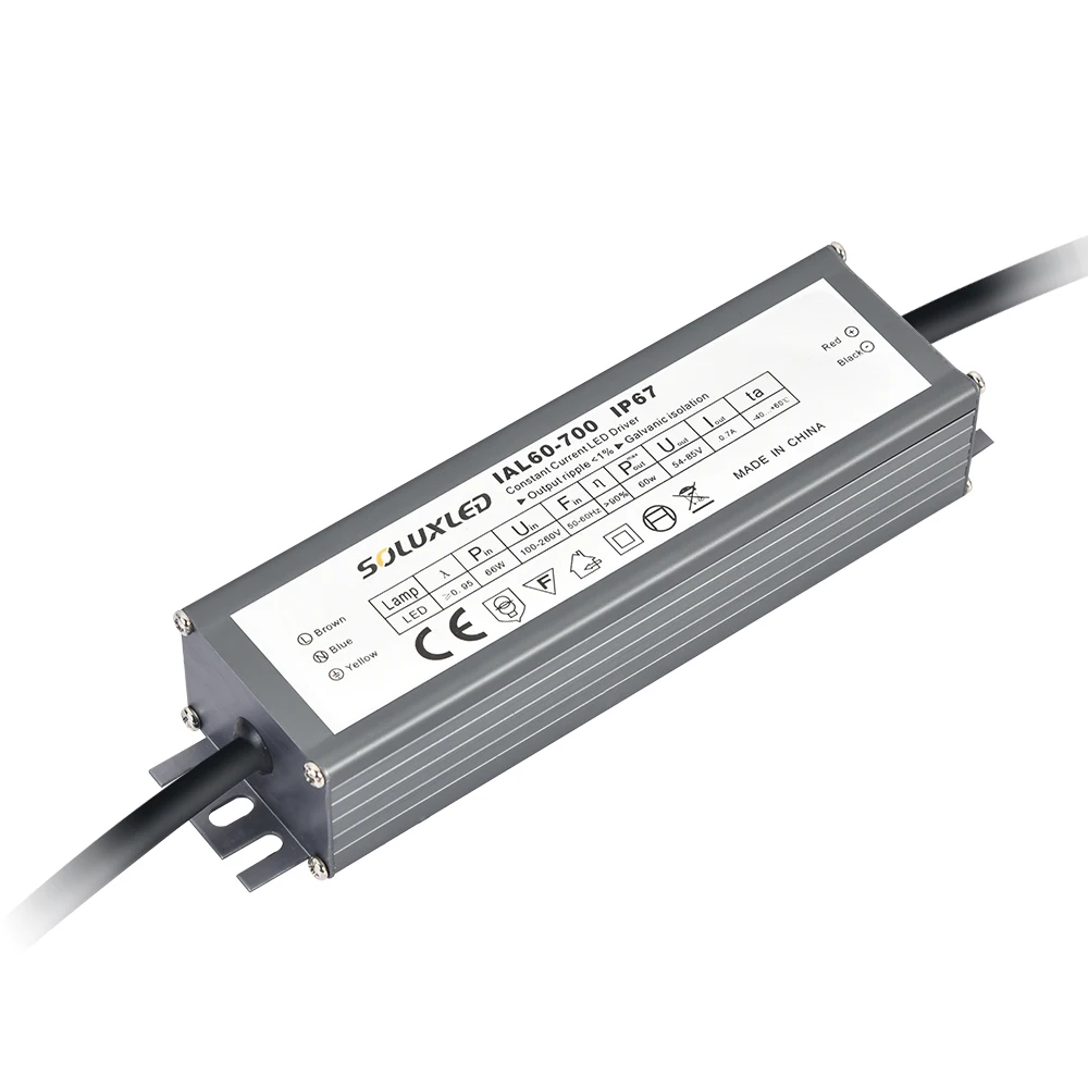 60watt led driver 700mA IP67 no flicker high pfc metal case for led street light flood light grow lightings