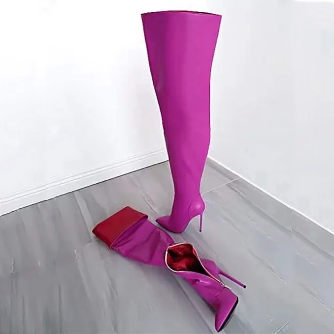 Женские высокие сапоги выше колена, заостренный носок, высокие сапоги на шпильке, индивидуальный пошив, большие размеры до 45