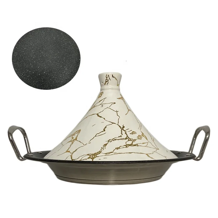 Металл марокканский тайский индукционный 8 людей белый золотой керамический горшок для приготовления