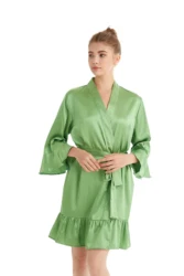 2022 New Ruffle Satin Wedding Robes for Bridesmaid and  Bride  robes