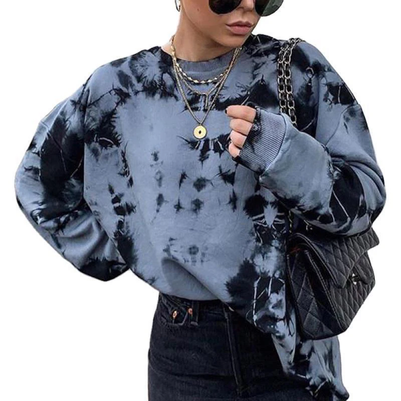 
Cheap wholesale custom french terry streetwear women casual tie dye hoodie 