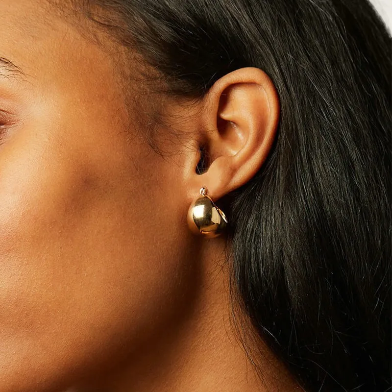 Personalized Gold Polished Ball Stud Earrings Metal Minimalist Stainless Steel Ball-shaped Earrings For Women