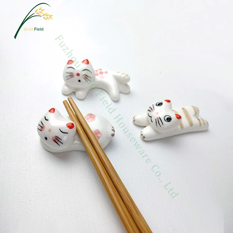 3 new designs Ceramic Lucky Cat  Chopstick Rest  cutlery holder