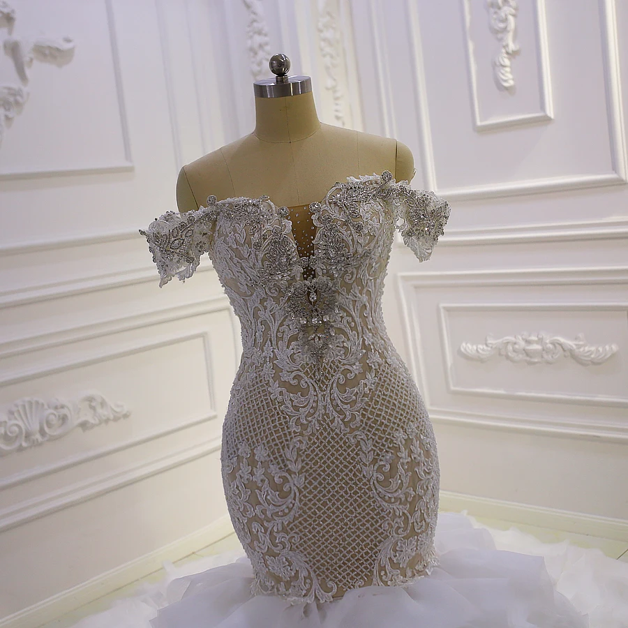 2022 Mermaid Wedding Bridal Dress One Line Beaded Simple Sexy Sweetheart Plus Size Dress