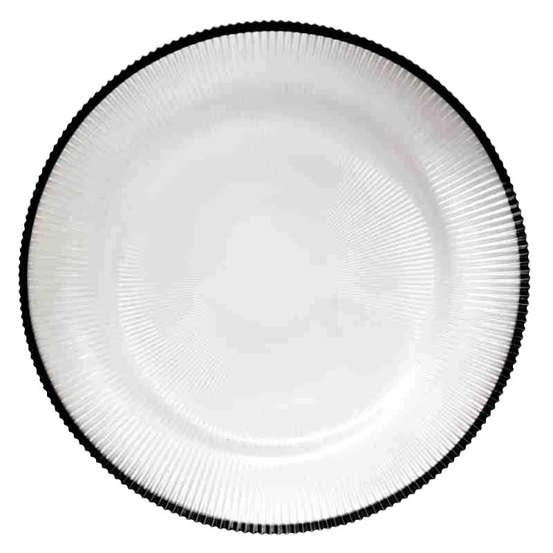 12.6 inches clear wedding black rim glass plates charger plates dinnerware set for wedding decoration