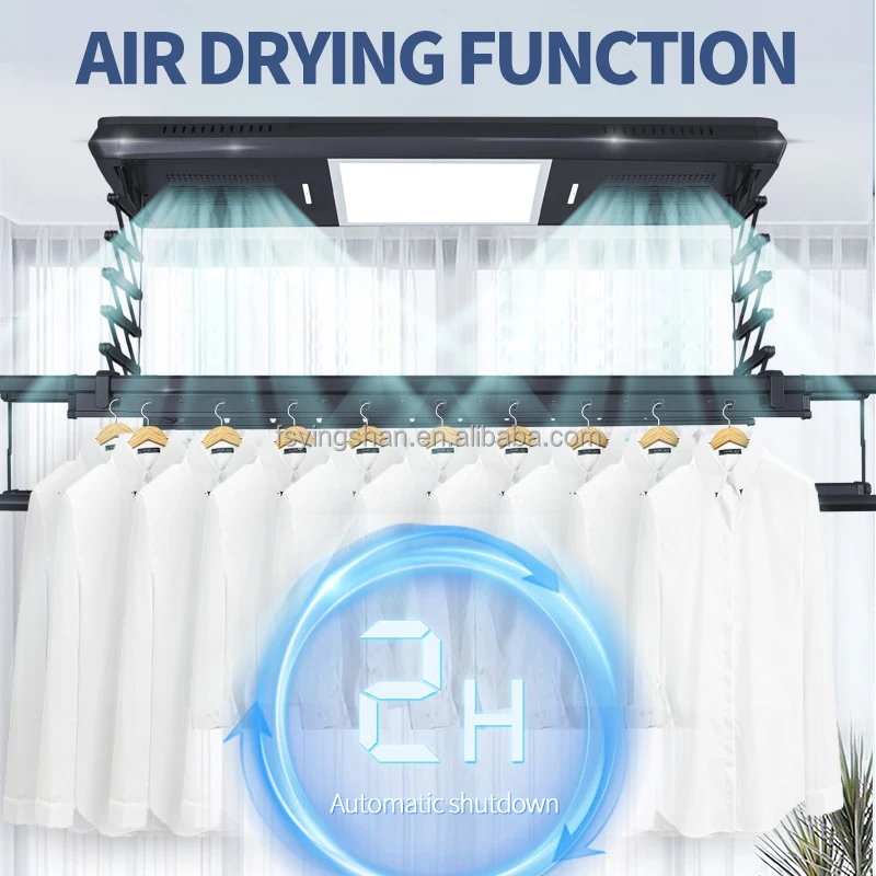 Smart Rack with Four Blowers 10M/S Super Wind Power Aluminum Ceiling Dryer for Clothes Drying Hanger High Wind Speed Balcony Use