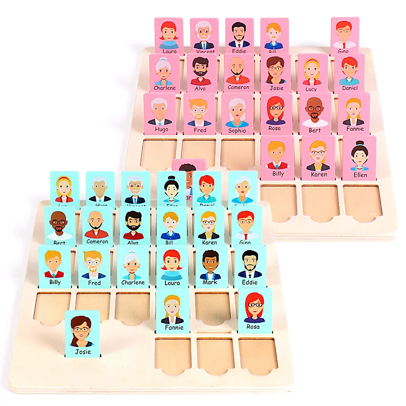 Educational Playing Wooden Who Is It Kid Family Party Board Game Intelligent Guess Who I Am Puzzle Board Game