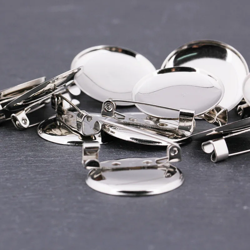 20 PCS 15/20/25/30mm Brooch Findings Back Bar Round Brooches Clasps Pin for Jewelry Making Craft Art DIY Project Replacement