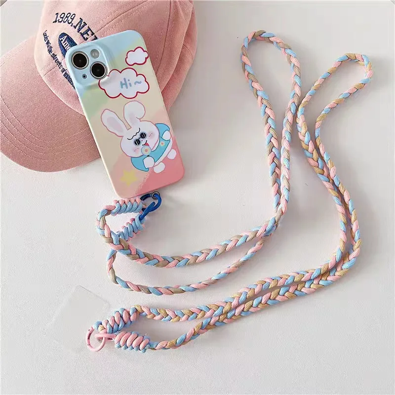 2024 Fashion Mobile Phone Hanging Chain Handwoven Rope Sling Strap Anti Lost Key Lazy Lanyard Neck Strap Phone Cross Body Strap