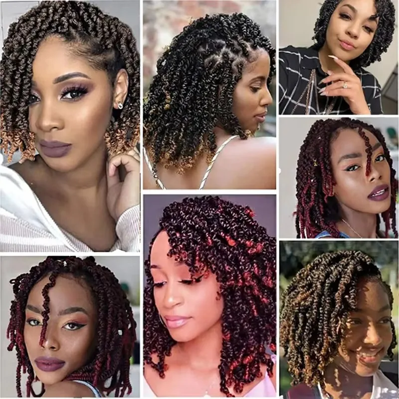 In Stock New 10inch Pre-twisted Spring Twist Crochet Braid 15strands Passion Twist Braiding Hair Extensions for Afro women wig