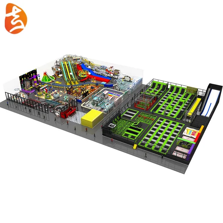 children amusement park commercial soft play area large trampoline park indoor playground equipment for kids ninja warrior