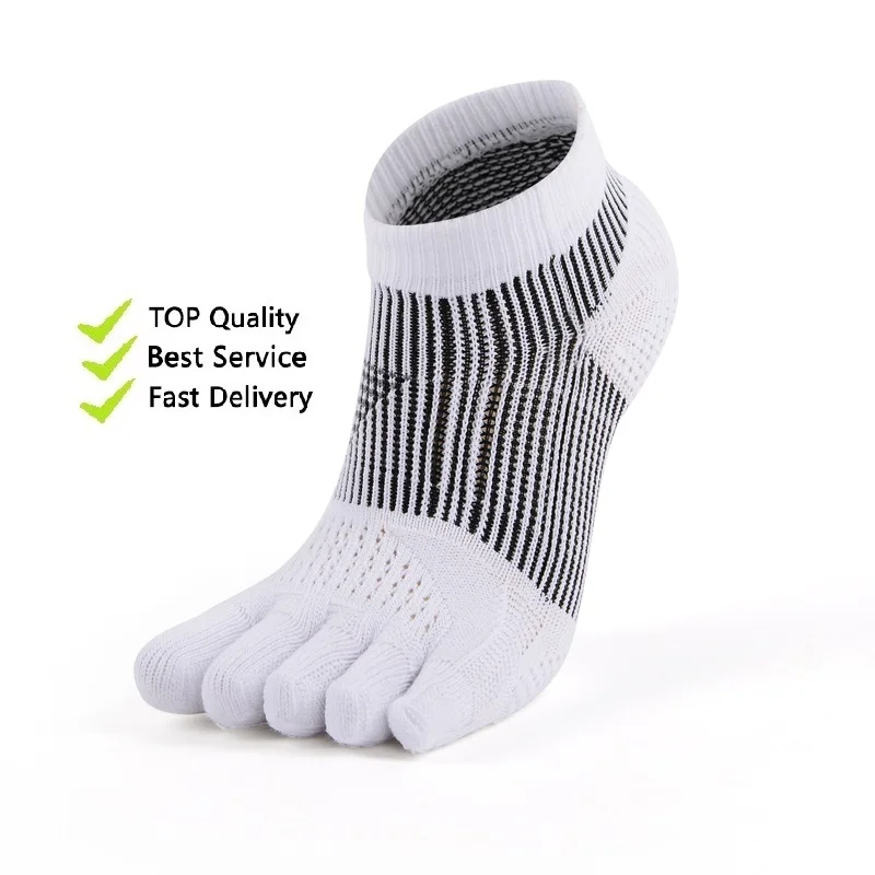 Grip Anti-slip Women Men Cotton Nylon Custom Open Toe Hide Long Big Yoga Running Grip Women Five Fingers 5 Toe Socks