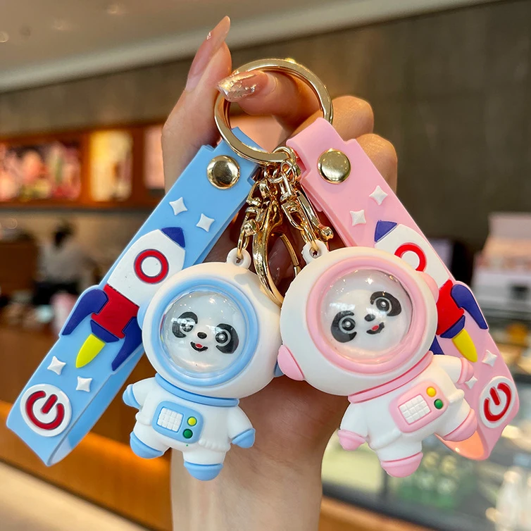 Cute Soft Rubber Mini Cartoon Keyring Lanyard Car Accessories Bag Pendant Key Chain PVC 3D Astronaut Keychain
