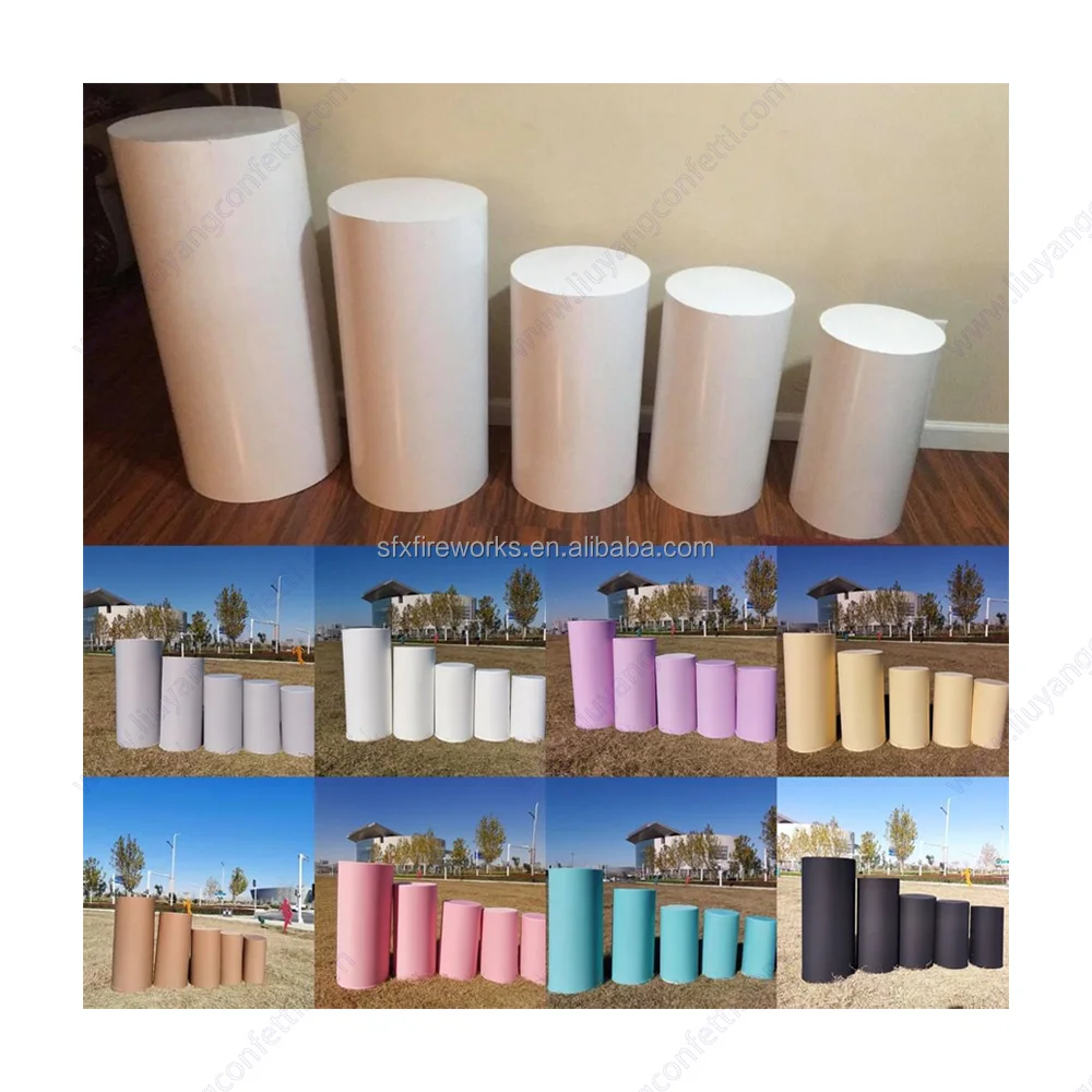 High quality thickening Metal White Plinth Cylinder Stand Dessert Table For Birthday Wedding Party Plinth Cover
