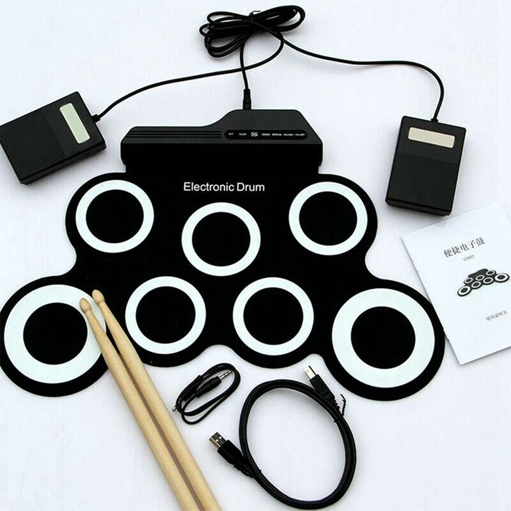 Electronic Foldable Mini USB MIDI Roll Up Drum Kit music school gift professional durm set
